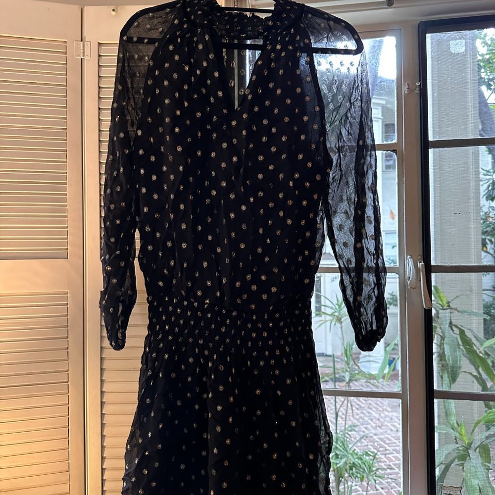 Lucila Metallic Long Sleeve Mini Dress Black